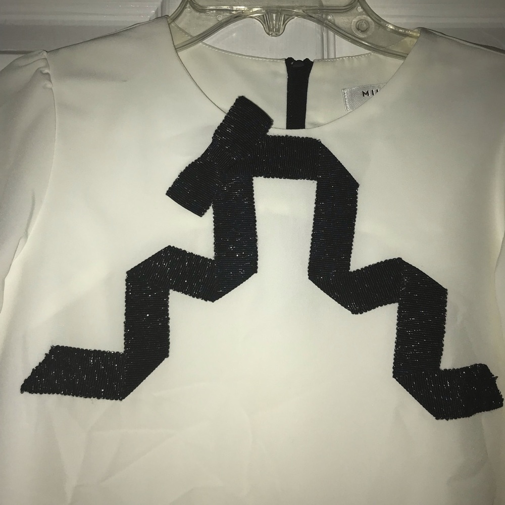 Milly minis white long sleeve boatneck blouse